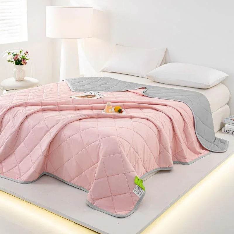 Air Condition Summer Blanket Washable Ice Silk Cold Feeling Quilt Lightweight Breathable Cooling Kids Adults Bedroom Quilts 여름이불 - My Store