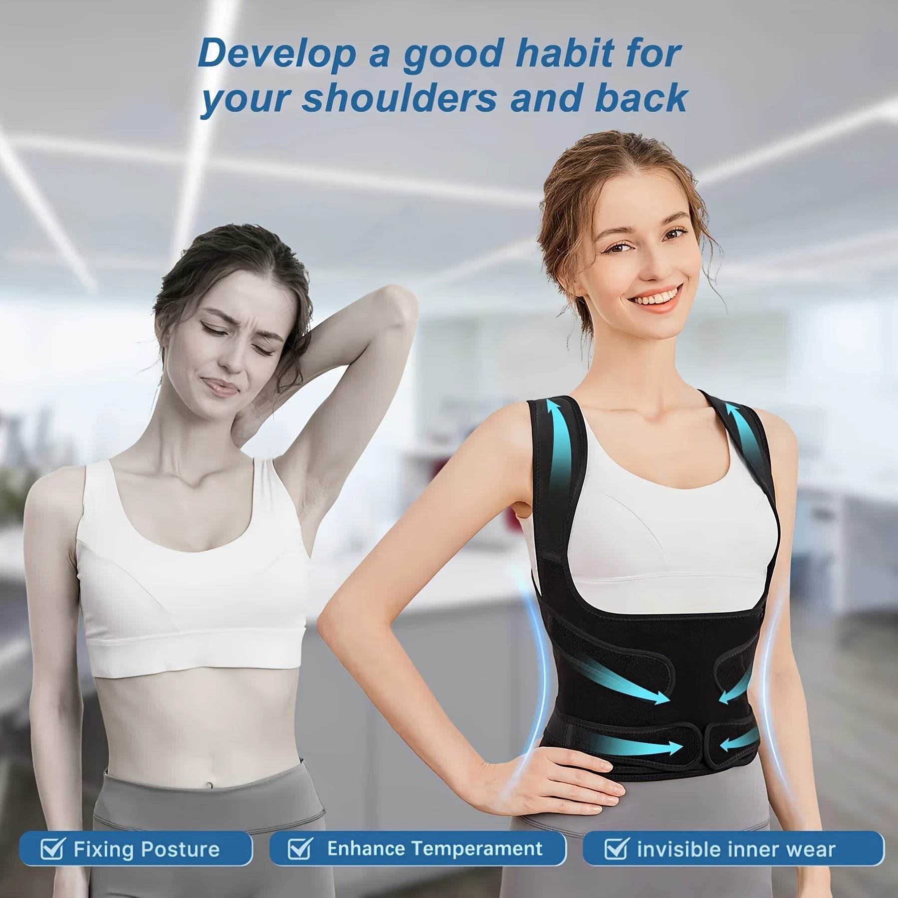Back Brace Posture Corrector for Unisex Shoulder Straightener Adjustable Full Back Support Upper Hunchback Spine Corrector - My Store