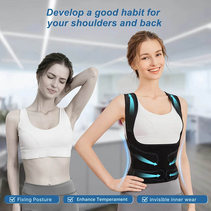 Back Brace Posture Corrector for Unisex Shoulder Straightener Adjustable Full Back Support Upper Hunchback Spine Corrector - My Store
