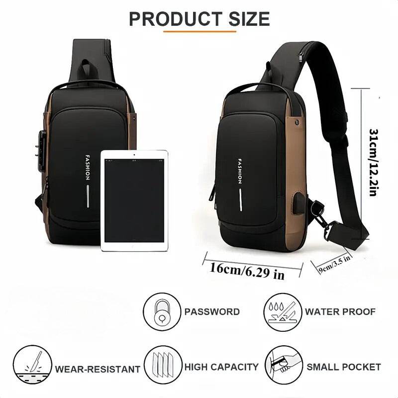 Men S Waterproof Motorcycle Chest Bag - Anti-Theft Shoulder Bag Oxford Fabric, Multifunctional for Hiking Outdoor Activities, Outdoor Shoulder Bag Versatile Carryall Durable Oxford Fabric - My Store