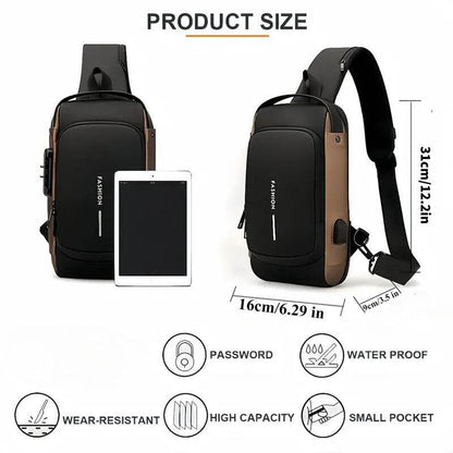 Men S Waterproof Motorcycle Chest Bag - Anti-Theft Shoulder Bag Oxford Fabric, Multifunctional for Hiking Outdoor Activities, Outdoor Shoulder Bag Versatile Carryall Durable Oxford Fabric - My Store