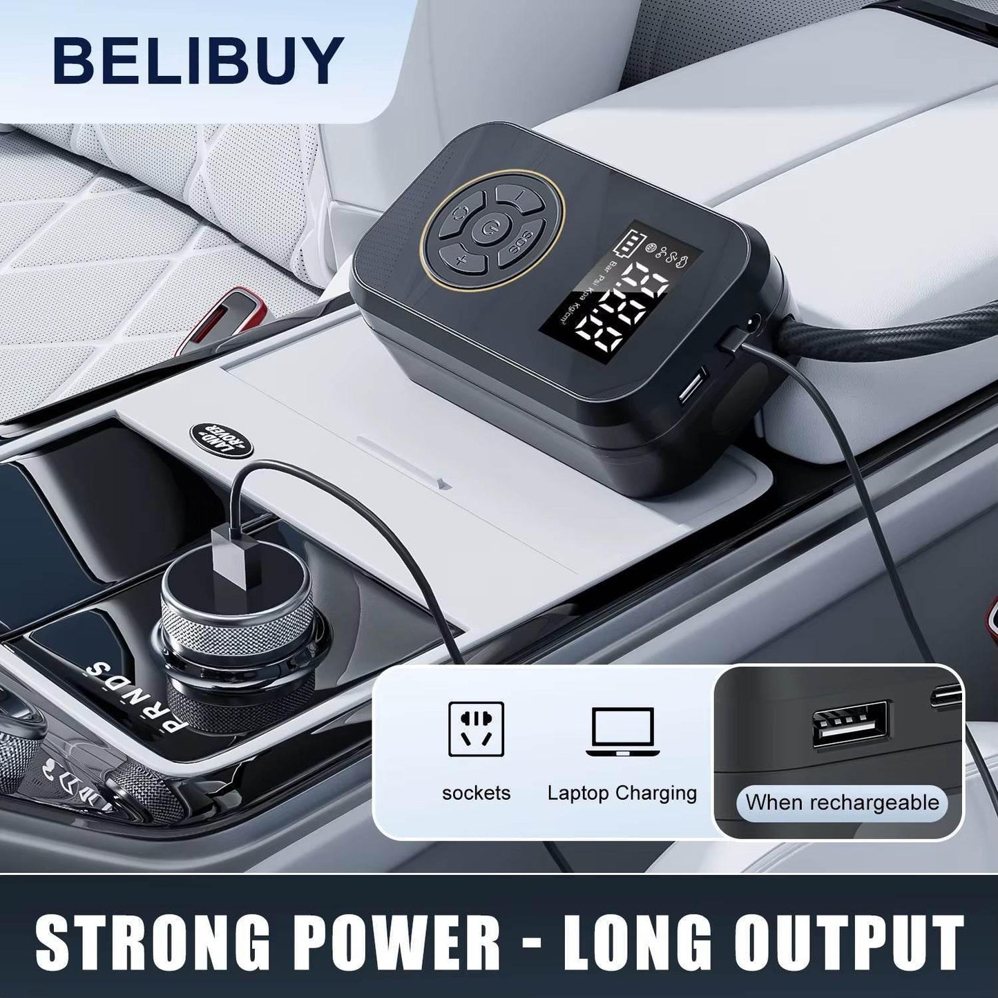 BELIBUY Portable Tire Inflator Car Tire Inflator Tire Inflator Pump with Digital Display Electric Inflator Mini Bicycle Air Pump - My Store