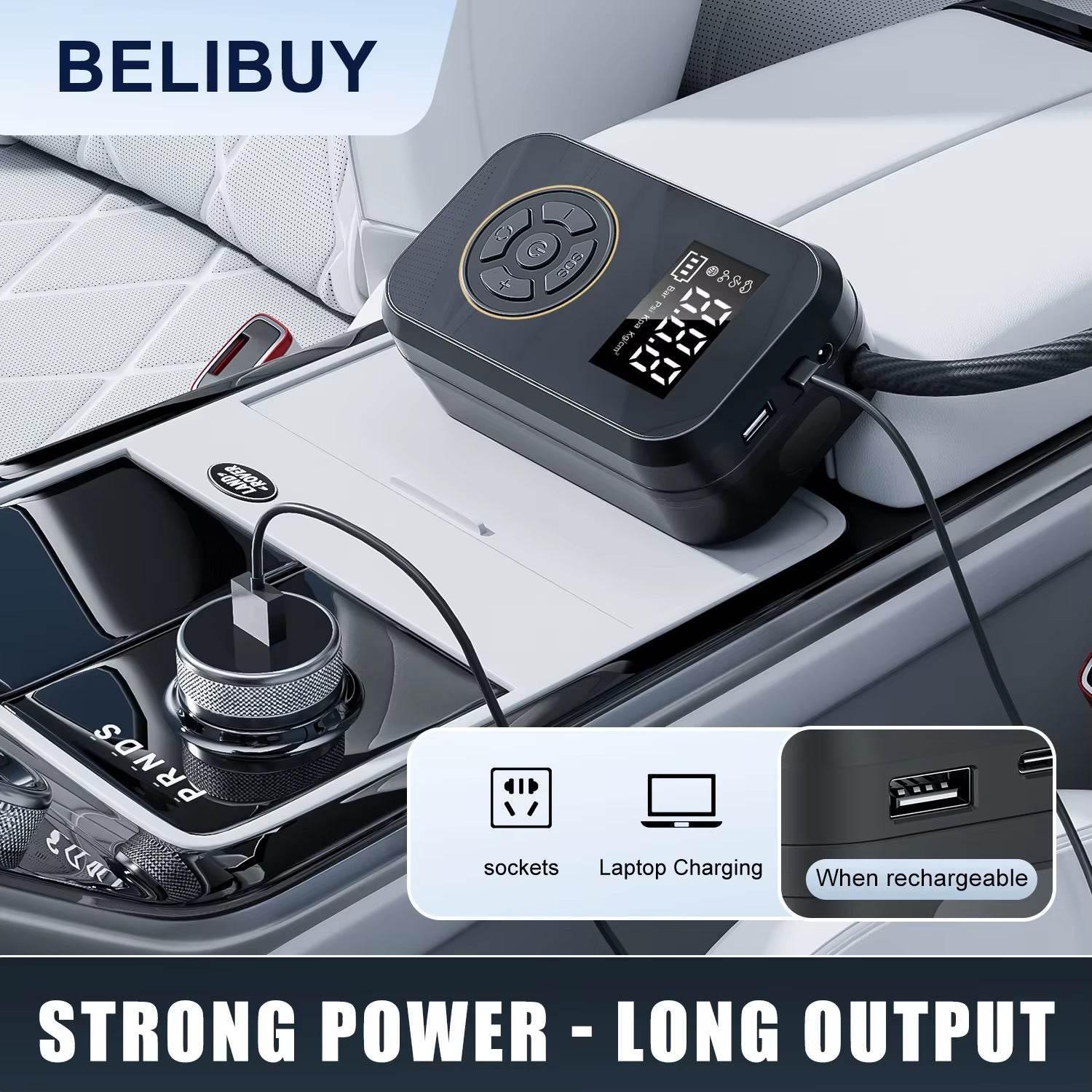 BELIBUY Portable Tire Inflator Car Tire Inflator Tire Inflator Pump with Digital Display Electric Inflator Mini Bicycle Air Pump - My Store