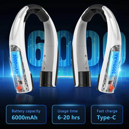 Portable Neck Fan, Six Wind Speeds (Max: 8000 Rpm), 6000Mah Battery - up to 20 Hours Extremely Strong Life, for Home/Office/Trav - My Store