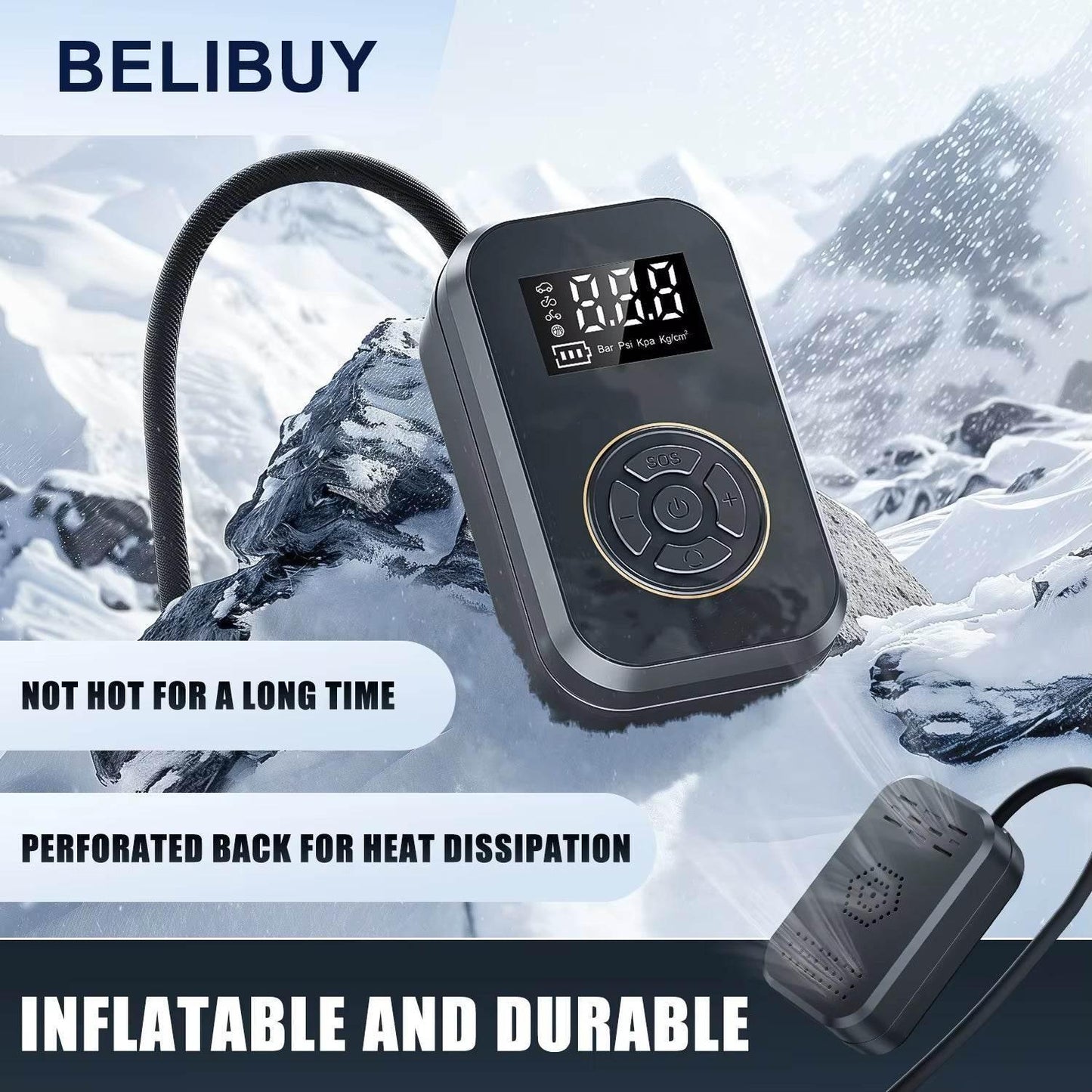 BELIBUY Portable Tire Inflator Car Tire Inflator Tire Inflator Pump with Digital Display Electric Inflator Mini Bicycle Air Pump - My Store