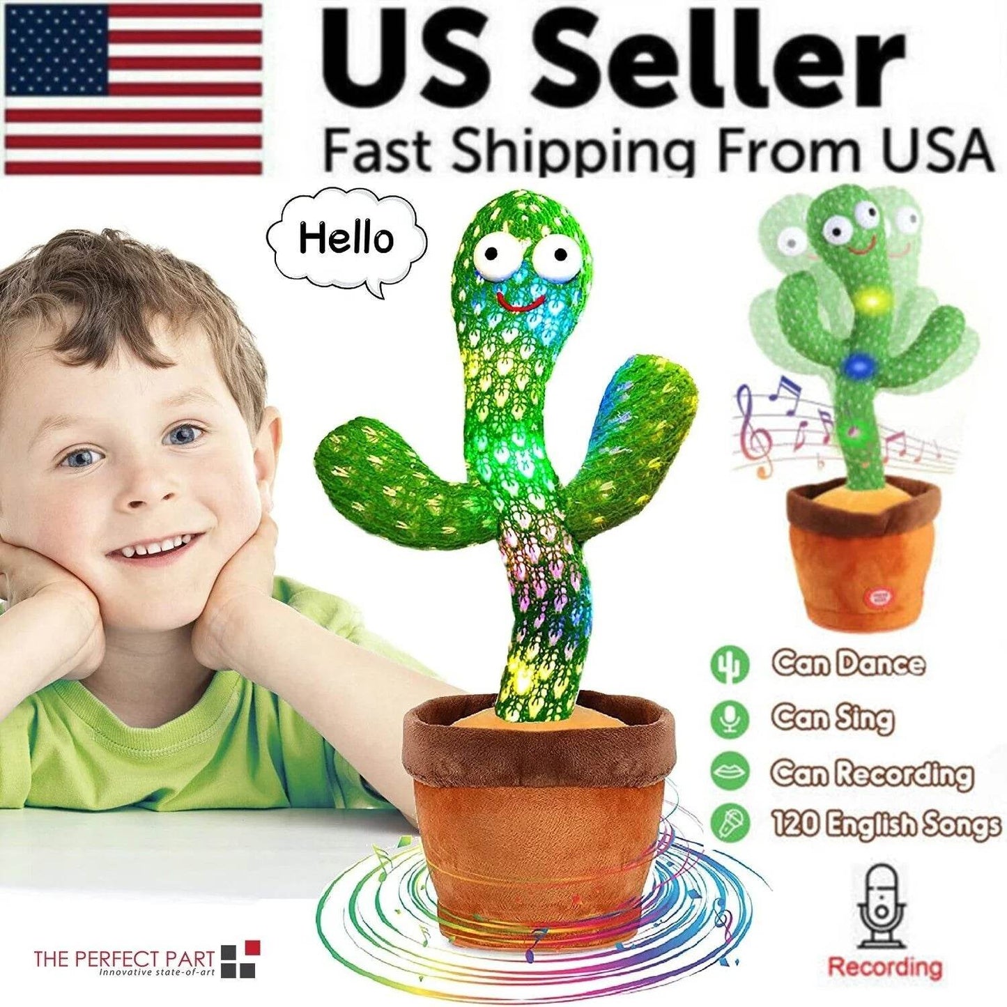 Dancing Cactus Plush Toy Doll Electronic Recording Shake with Song Funny Gift US - My Store