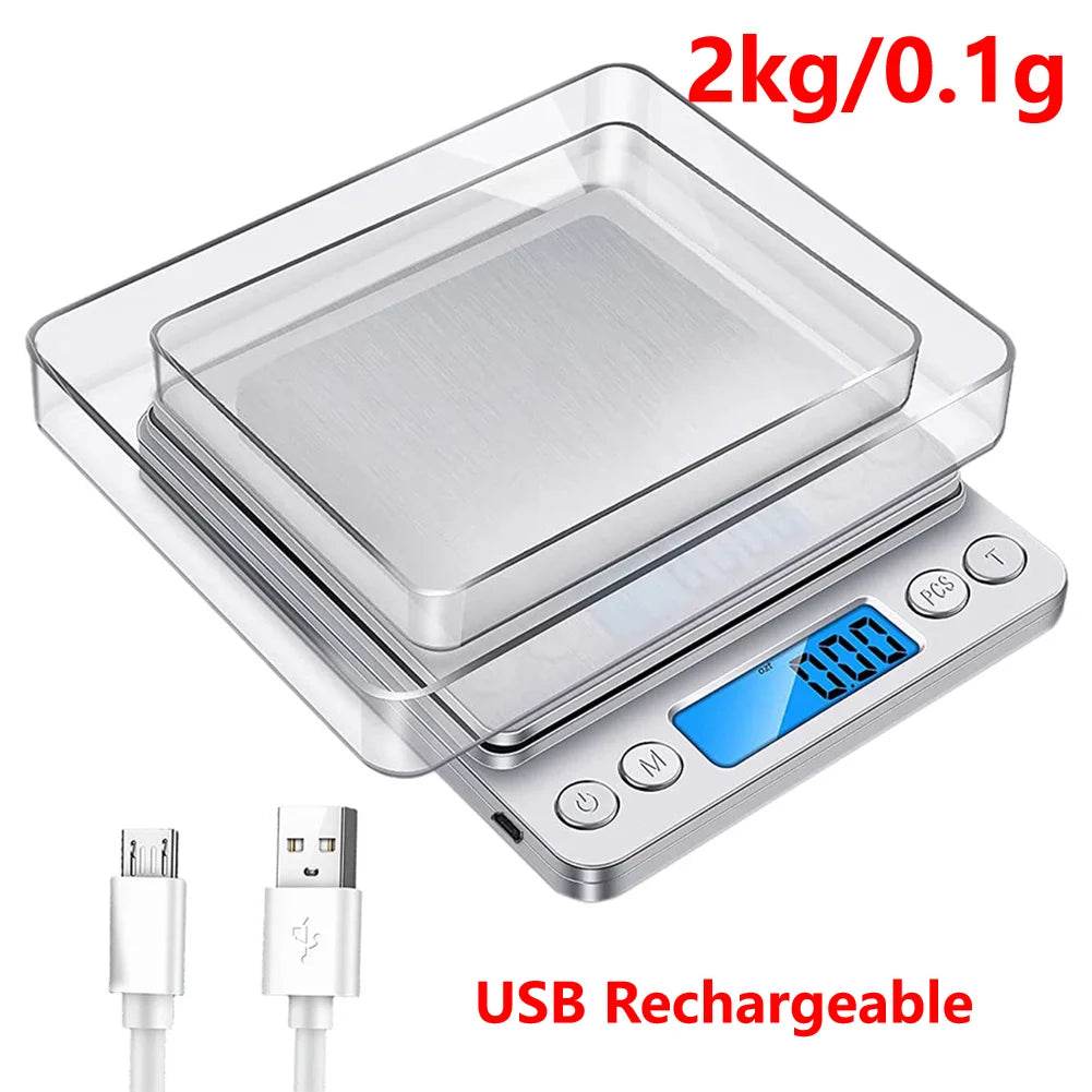 10Kg Kitchen Digital Scale USB Charging LCD Display Stainless Steel Electronic Scales Jewelry Food Snacks Weighing Baking Tools - My Store