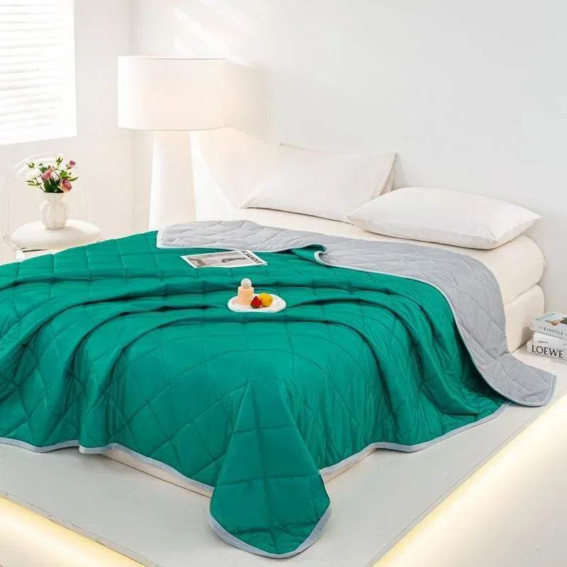 Air Condition Summer Blanket Washable Ice Silk Cold Feeling Quilt Lightweight Breathable Cooling Kids Adults Bedroom Quilts 여름이불 - My Store