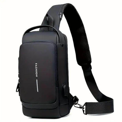 Men S Waterproof Motorcycle Chest Bag - Anti-Theft Shoulder Bag Oxford Fabric, Multifunctional for Hiking Outdoor Activities, Outdoor Shoulder Bag Versatile Carryall Durable Oxford Fabric - My Store
