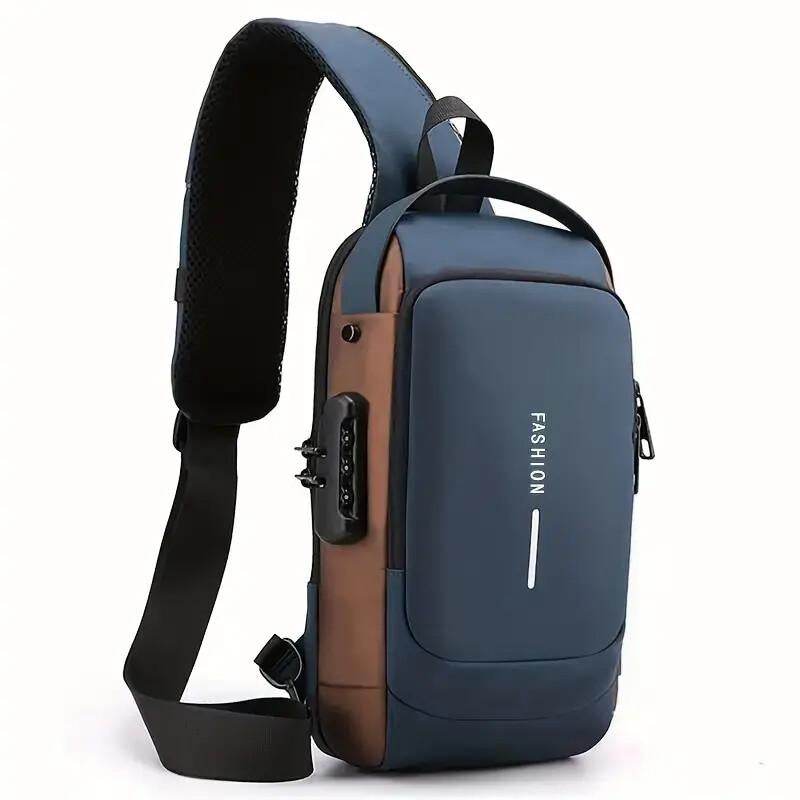 Men S Waterproof Motorcycle Chest Bag - Anti-Theft Shoulder Bag Oxford Fabric, Multifunctional for Hiking Outdoor Activities, Outdoor Shoulder Bag Versatile Carryall Durable Oxford Fabric - My Store