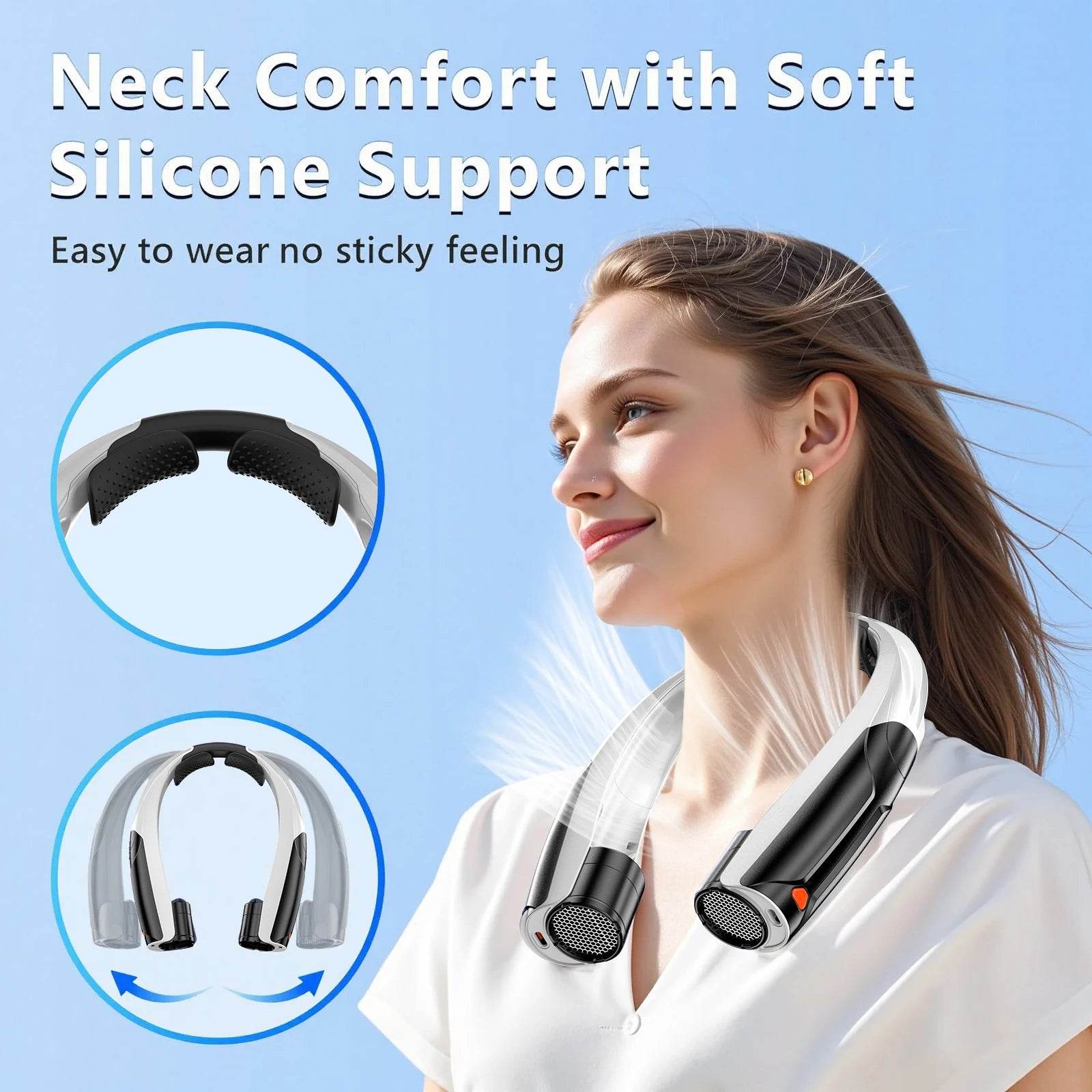 Portable Neck Fan, Six Wind Speeds (Max: 8000 Rpm), 6000Mah Battery - up to 20 Hours Extremely Strong Life, for Home/Office/Trav - My Store