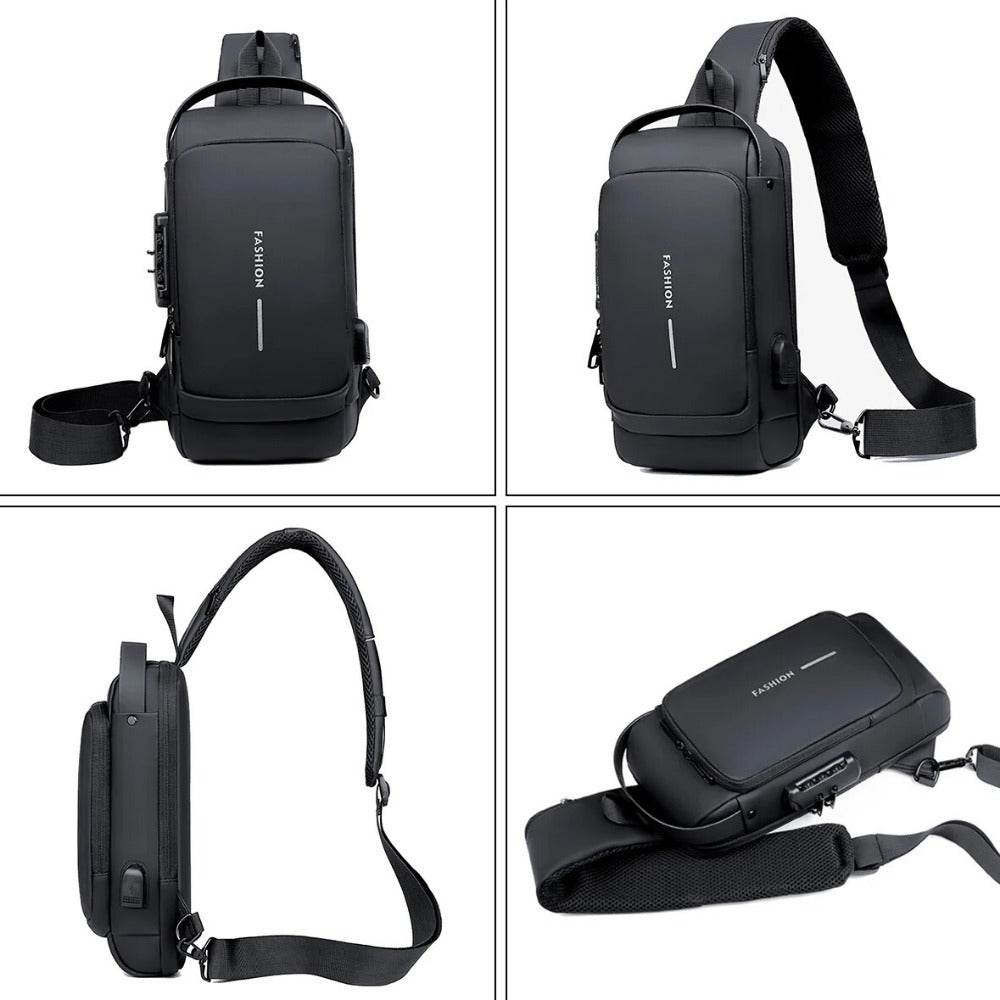 Men S Waterproof Motorcycle Chest Bag - Anti-Theft Shoulder Bag Oxford Fabric, Multifunctional for Hiking Outdoor Activities, Outdoor Shoulder Bag Versatile Carryall Durable Oxford Fabric - My Store