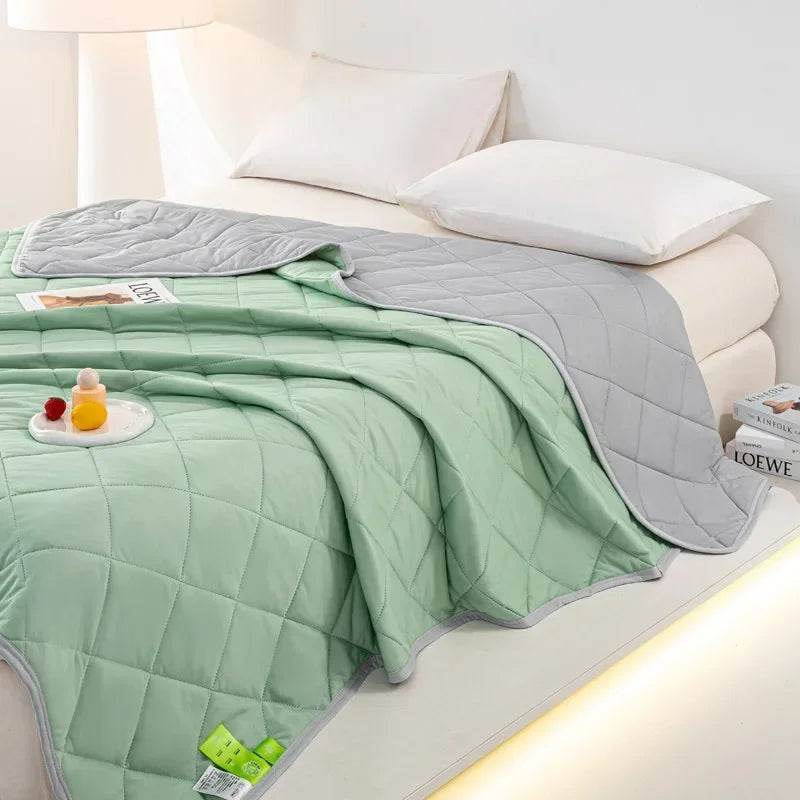 Air Condition Summer Blanket Washable Ice Silk Cold Feeling Quilt Lightweight Breathable Cooling Kids Adults Bedroom Quilts 여름이불 - My Store