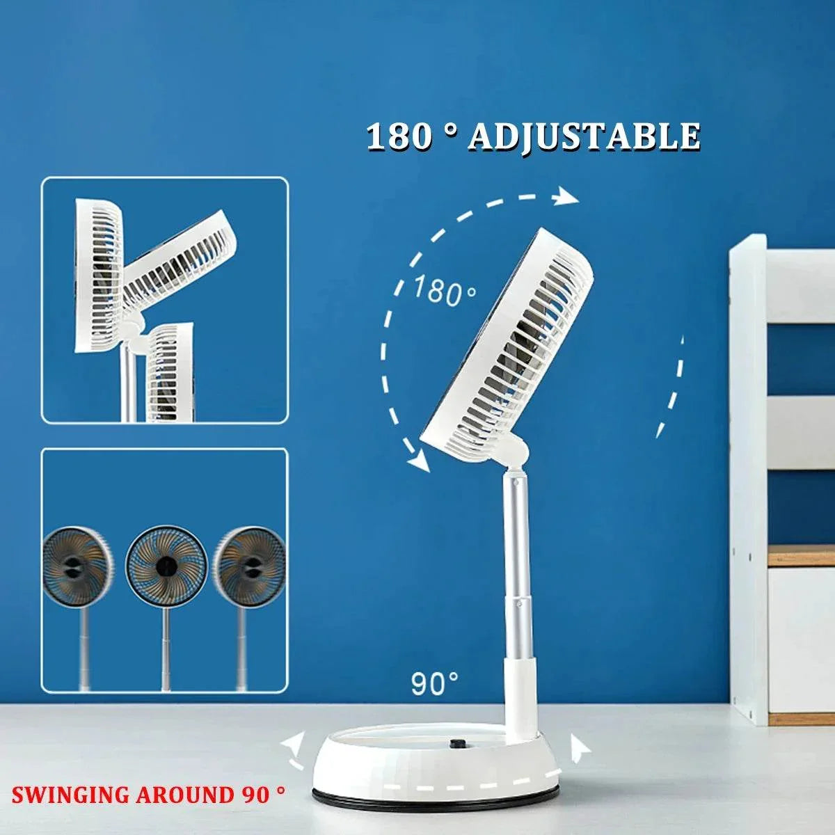 Foldable Standing Fan – Rechargeable, Remote-Controlled & Travel-Ready - My Store