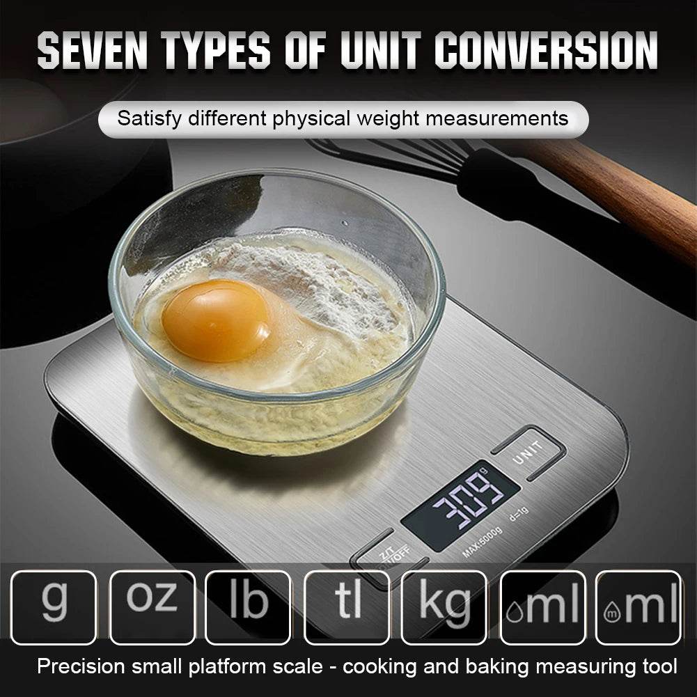 10Kg Kitchen Digital Scale USB Charging LCD Display Stainless Steel Electronic Scales Jewelry Food Snacks Weighing Baking Tools - My Store