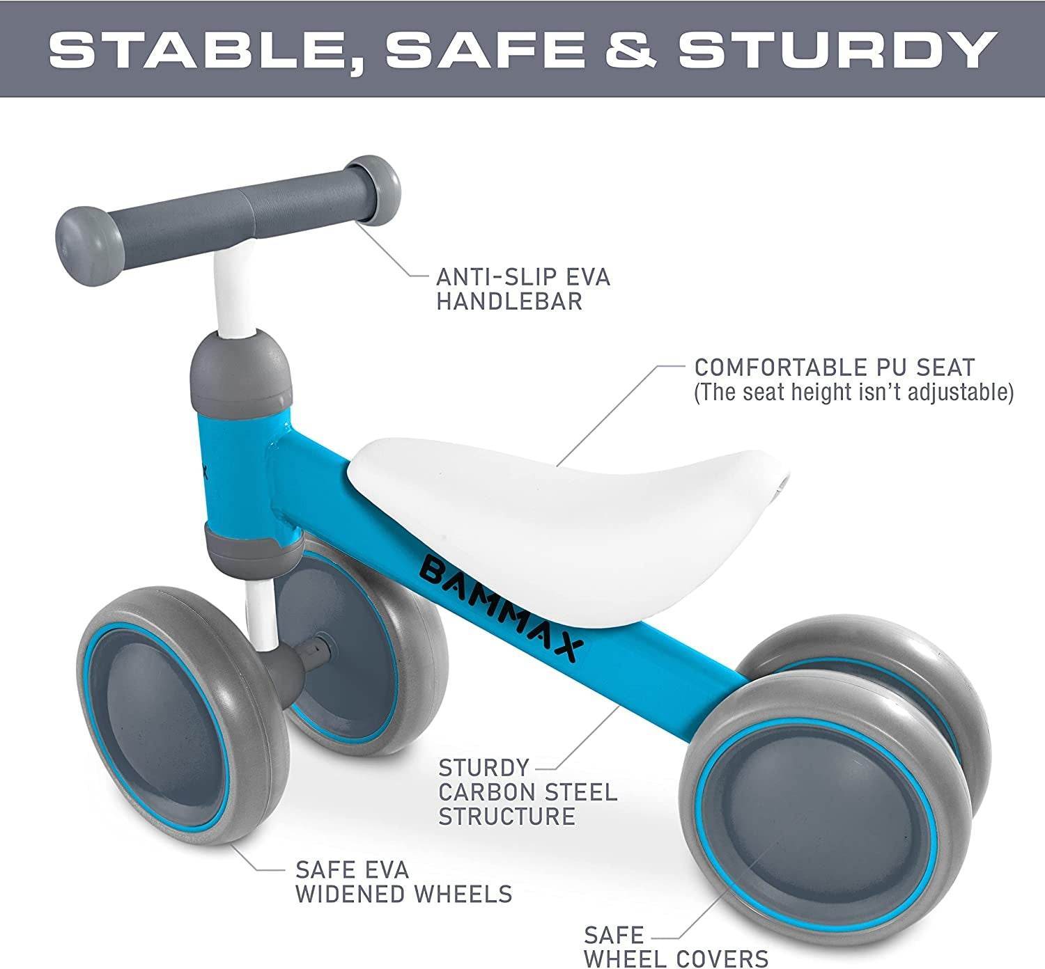 Balance Bike for 1 Year Old, Riding Toys for 9-24 Months Boys Girls, No Pedal 4 Wheels Bicycle, First Birthday Gift, Toddler Bike to Help Start Riding - My Store