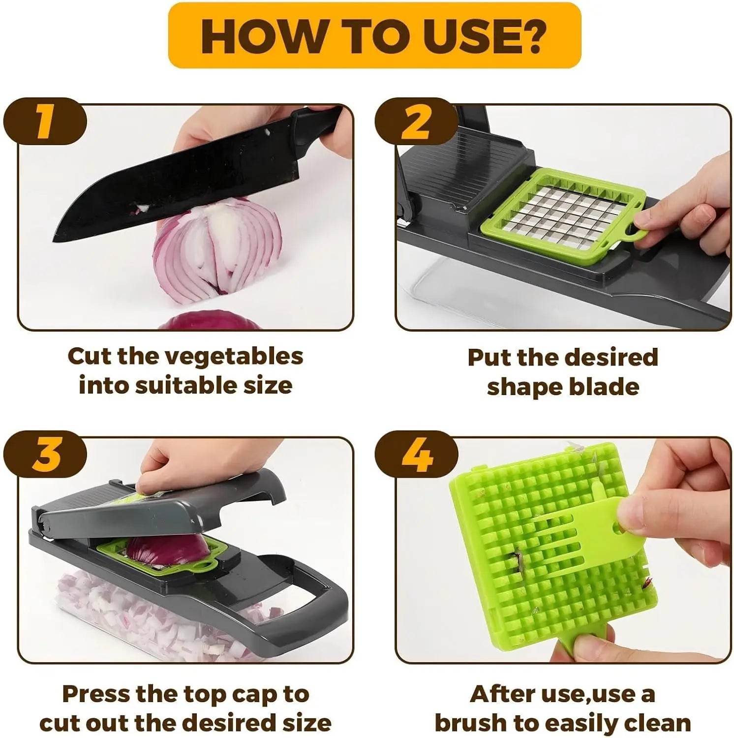 Vegetable Chopper,13 in 1 Multifunctional Food Chopper,Pro Onion Chopper with 7 Blades,Veggie Chopper with Container - My Store