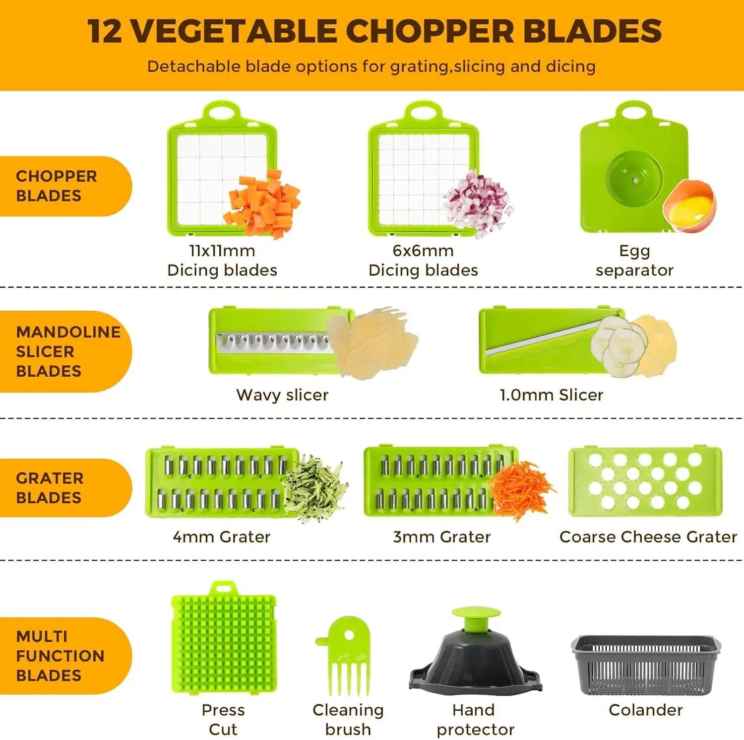 Vegetable Chopper,13 in 1 Multifunctional Food Chopper,Pro Onion Chopper with 7 Blades,Veggie Chopper with Container - My Store