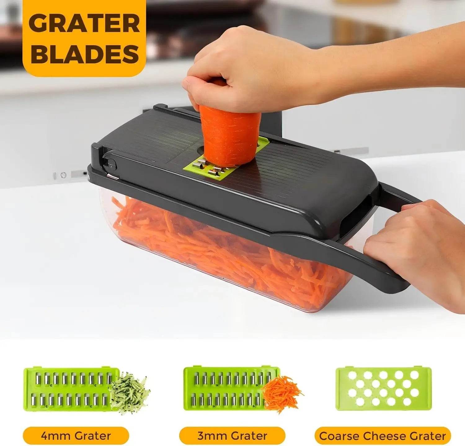 Vegetable Chopper,13 in 1 Multifunctional Food Chopper,Pro Onion Chopper with 7 Blades,Veggie Chopper with Container - My Store