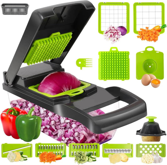 Vegetable Chopper,13 in 1 Multifunctional Food Chopper,Pro Onion Chopper with 7 Blades,Veggie Chopper with Container - My Store