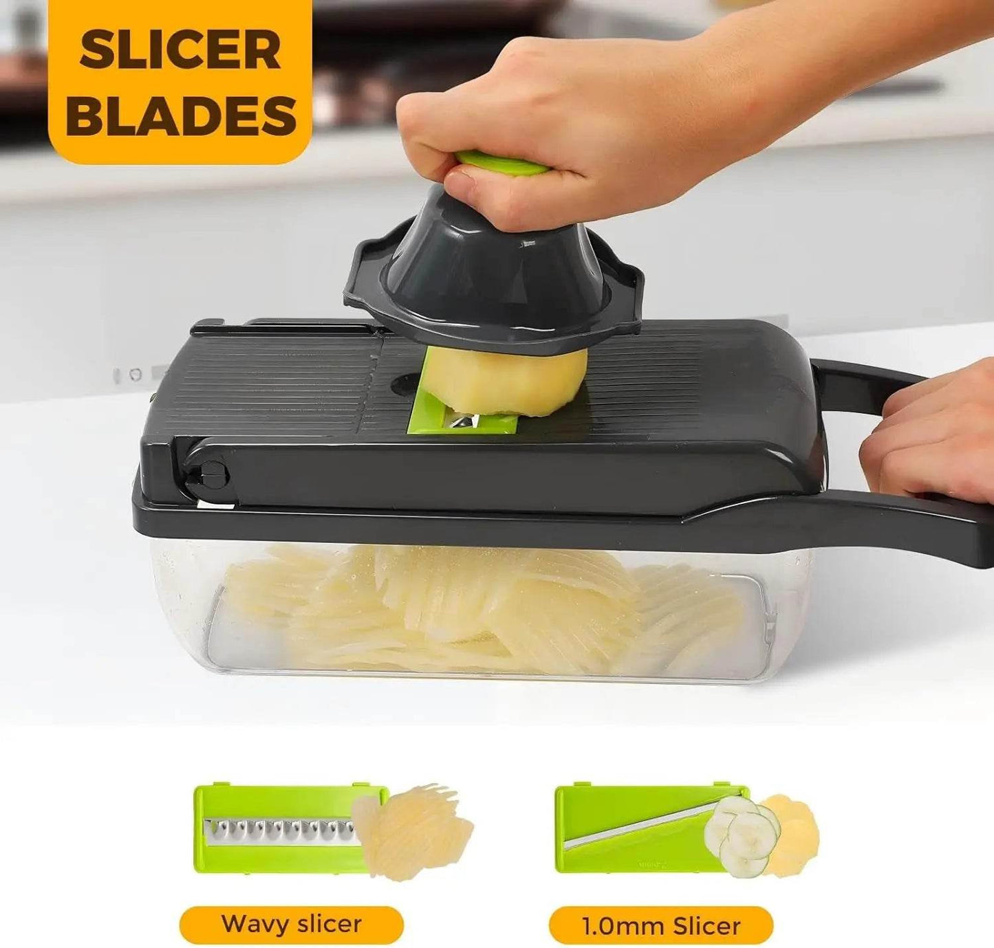Vegetable Chopper,13 in 1 Multifunctional Food Chopper,Pro Onion Chopper with 7 Blades,Veggie Chopper with Container - My Store