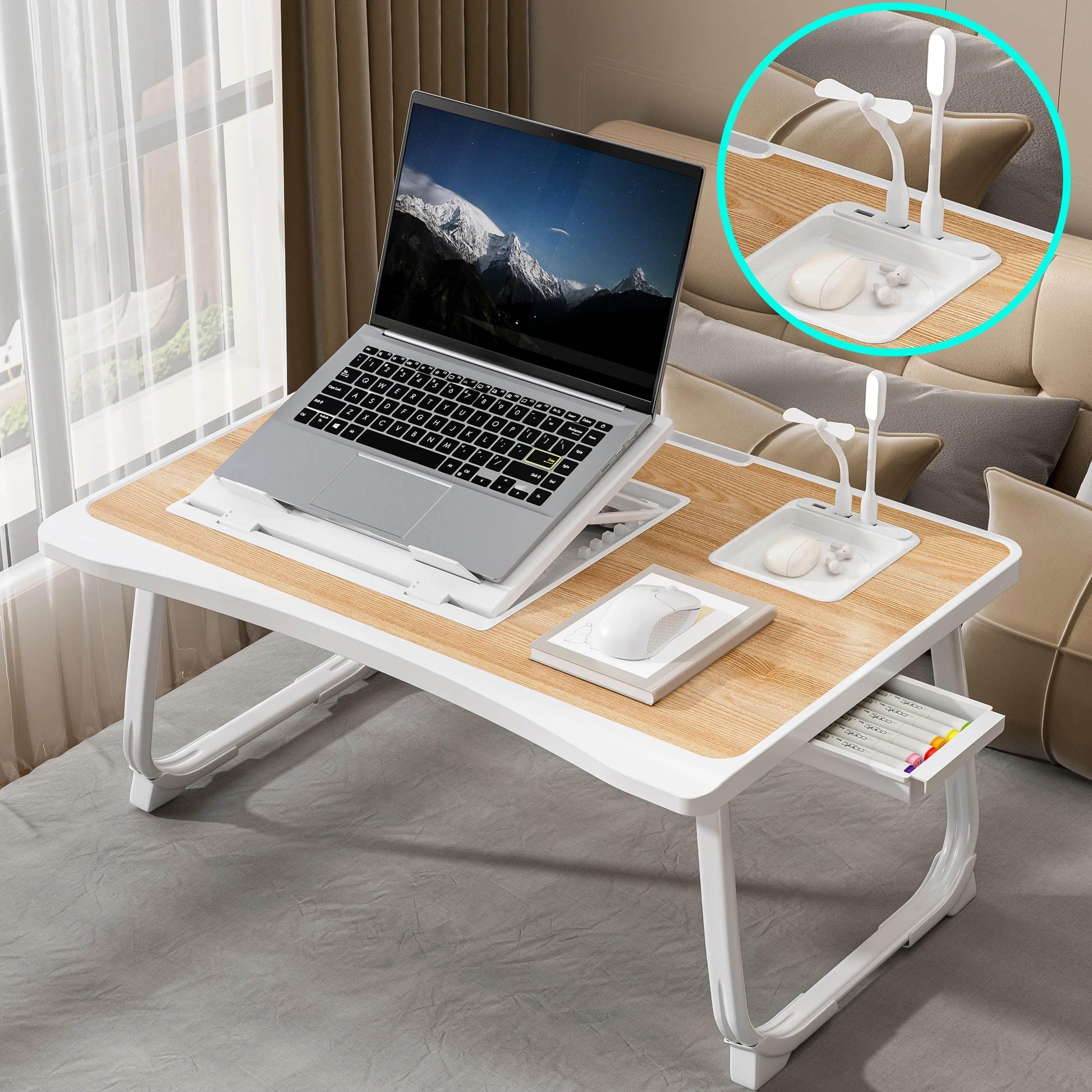 Foldable Laptop Bed Desk – Adjustable, Portable & Compact with Storage - My Store