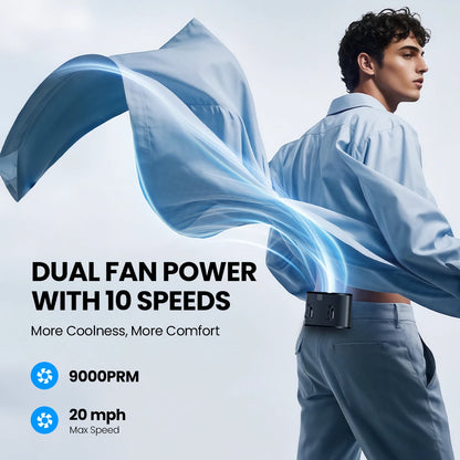 Coldsky Portable Waist Fan Upgraded 10 Speeds Personal Fan 20000Mah Rechargeable Desk Fans with LED Display for Outdoor Jobsite