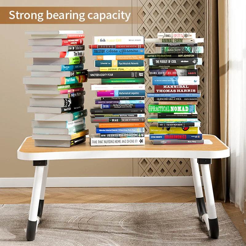 Portable Laptop Desk with USB Light, Small Fan, Cup Holder, Tablet Slot, and Lifting Handle - Foldable Laptop Table for Working, - My Store