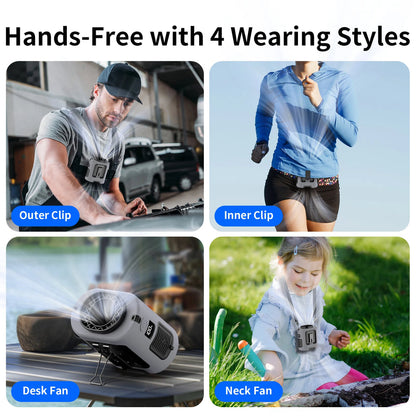 6000Mah Hanging Neck/Waist Fan USB Mini Portable Rechargeable Fan for Outdoor Camping Hiking Climbing Running Sports