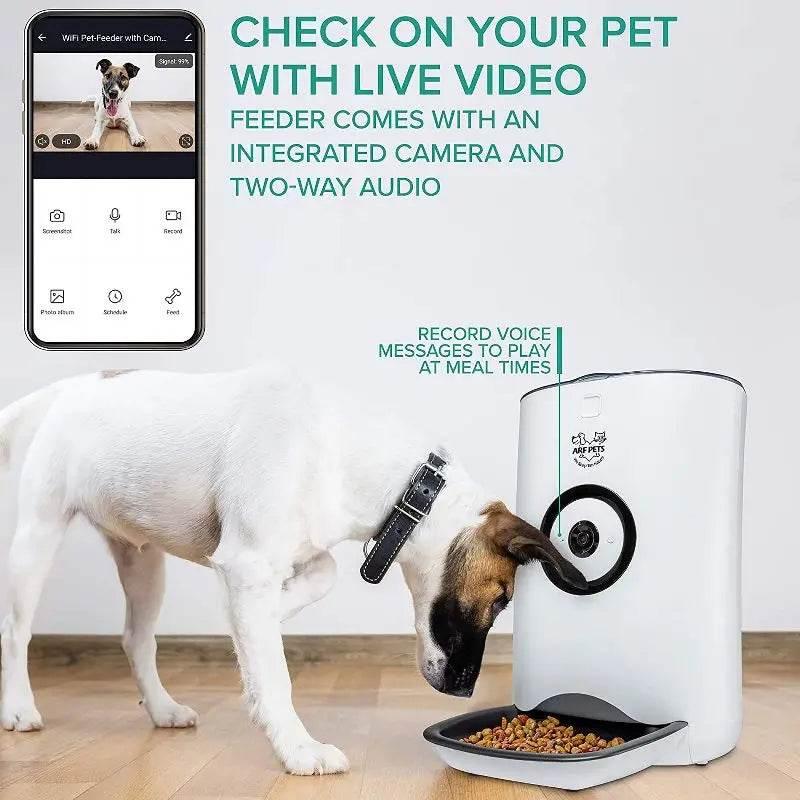 Smart Wifi Pet Feeder with Camera Automatic Dog Cat Food Dispenser HD Video Recording Two Way Audio App Control Voice Message - My Store