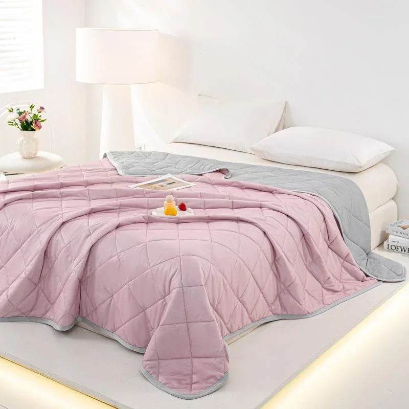 Air Condition Summer Blanket Washable Ice Silk Cold Feeling Quilt Lightweight Breathable Cooling Kids Adults Bedroom Quilts 여름이불 - My Store
