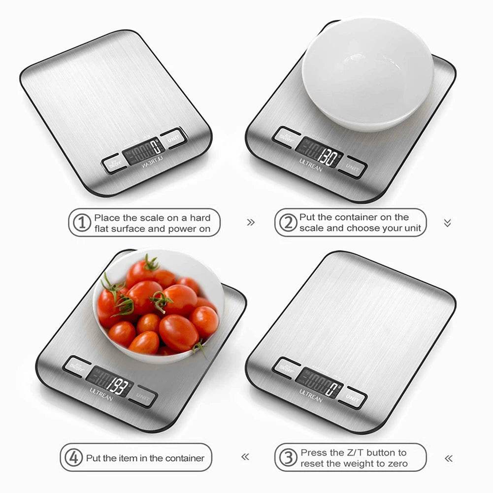 10Kg Kitchen Digital Scale USB Charging LCD Display Stainless Steel Electronic Scales Jewelry Food Snacks Weighing Baking Tools - My Store