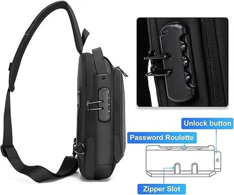Men S Waterproof Motorcycle Chest Bag - Anti-Theft Shoulder Bag Oxford Fabric, Multifunctional for Hiking Outdoor Activities, Outdoor Shoulder Bag Versatile Carryall Durable Oxford Fabric - My Store
