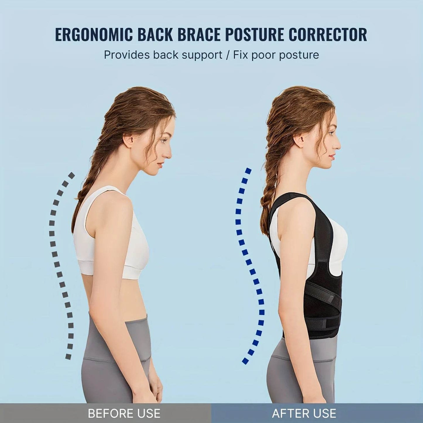 Back Brace Posture Corrector for Unisex Shoulder Straightener Adjustable Full Back Support Upper Hunchback Spine Corrector - My Store