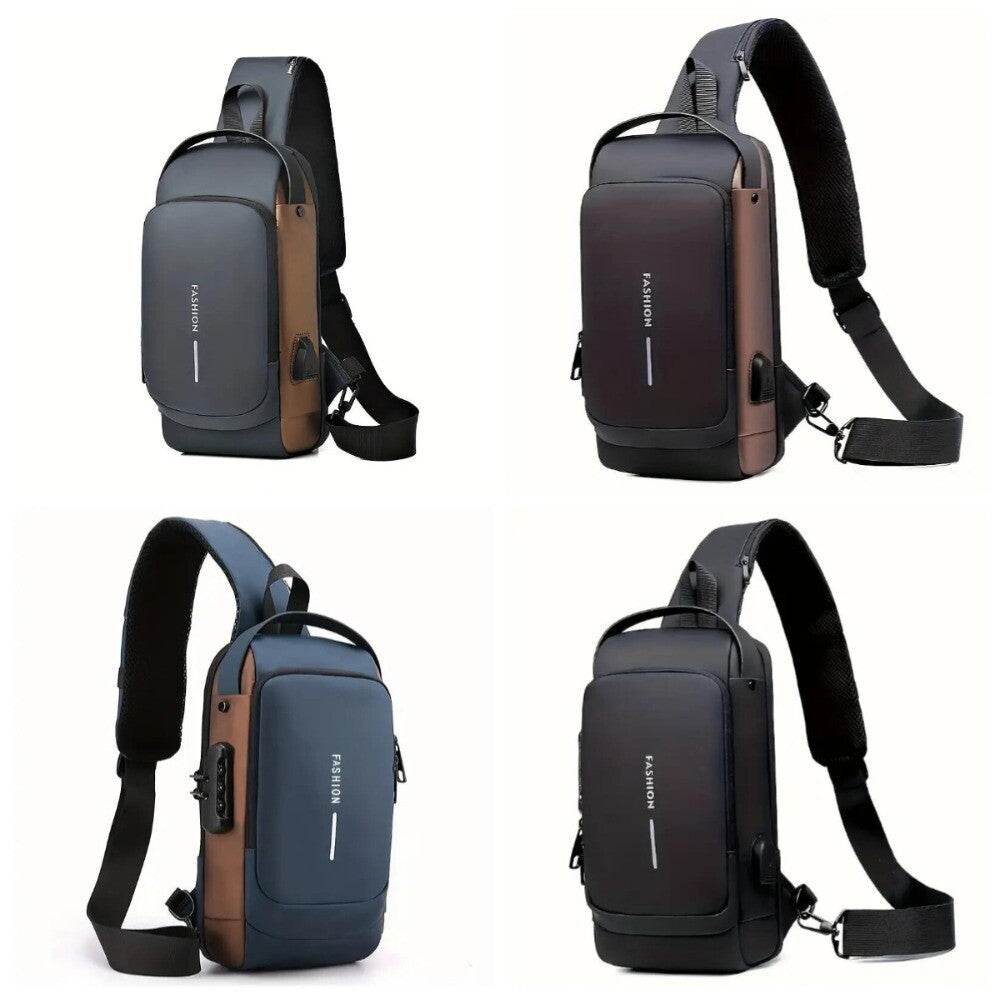 Men S Waterproof Motorcycle Chest Bag - Anti-Theft Shoulder Bag Oxford Fabric, Multifunctional for Hiking Outdoor Activities, Outdoor Shoulder Bag Versatile Carryall Durable Oxford Fabric - My Store
