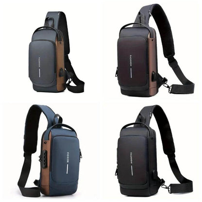 Men S Waterproof Motorcycle Chest Bag - Anti-Theft Shoulder Bag Oxford Fabric, Multifunctional for Hiking Outdoor Activities, Outdoor Shoulder Bag Versatile Carryall Durable Oxford Fabric - My Store