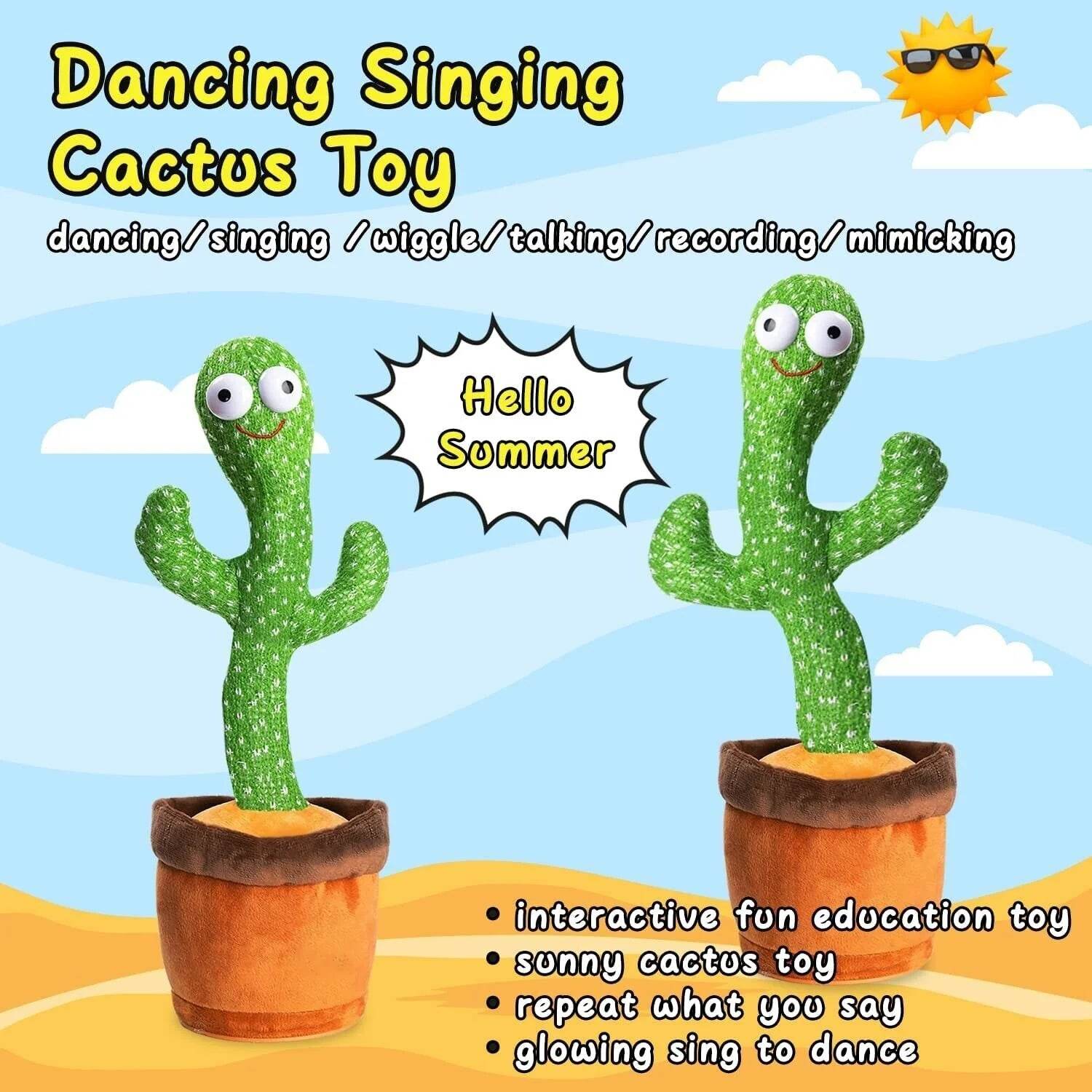 Dancing Cactus Plush Toy Doll Electronic Recording Shake with Song Funny Gift US - My Store