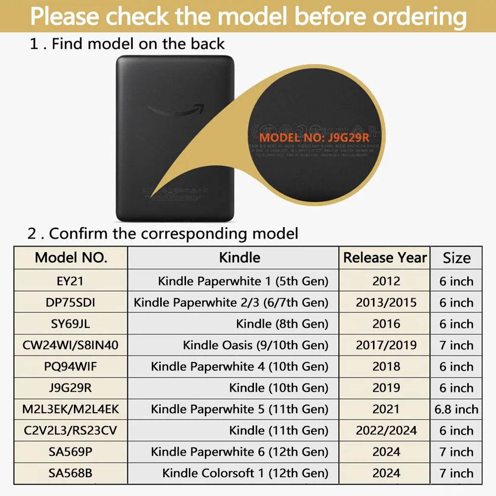 Case for Kindle 2025 Paperwhite Colorsoft 1 2 3 5 6 10Th 11Th 12Th Generation 6 6.8 7 Inch Magnetic Pouch Cover Shell - My Store