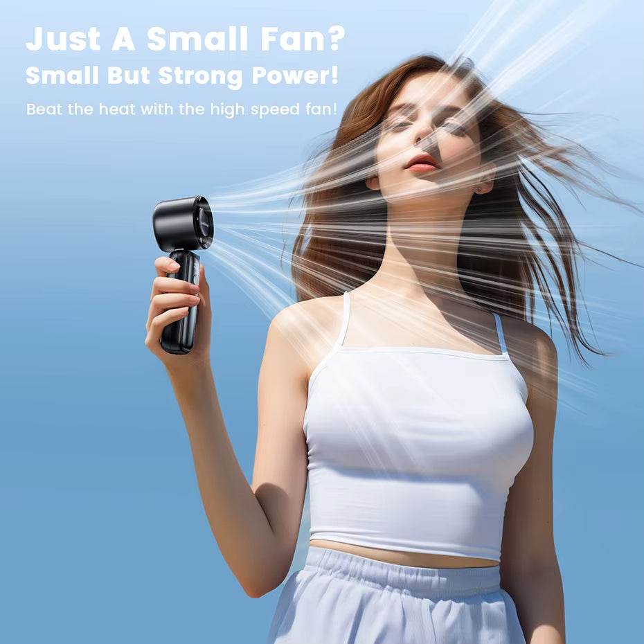 Portable Handheld Turbo Fan 5000Mah Rechargeable Fan with 6 Speeds Foldable Neck/Desk Fan with Digital Display Pocket Small Fans - My Store