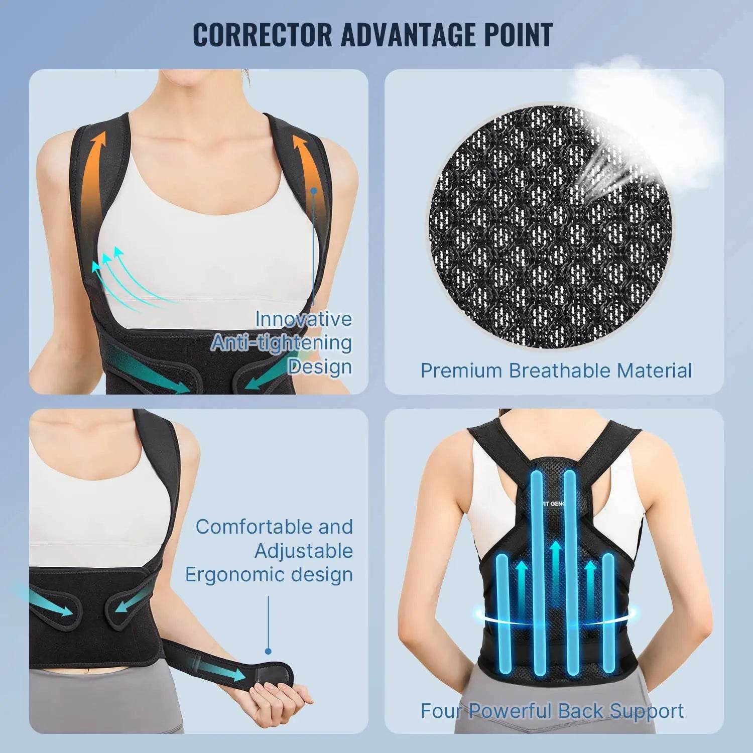 Back Brace Posture Corrector for Unisex Shoulder Straightener Adjustable Full Back Support Upper Hunchback Spine Corrector - My Store