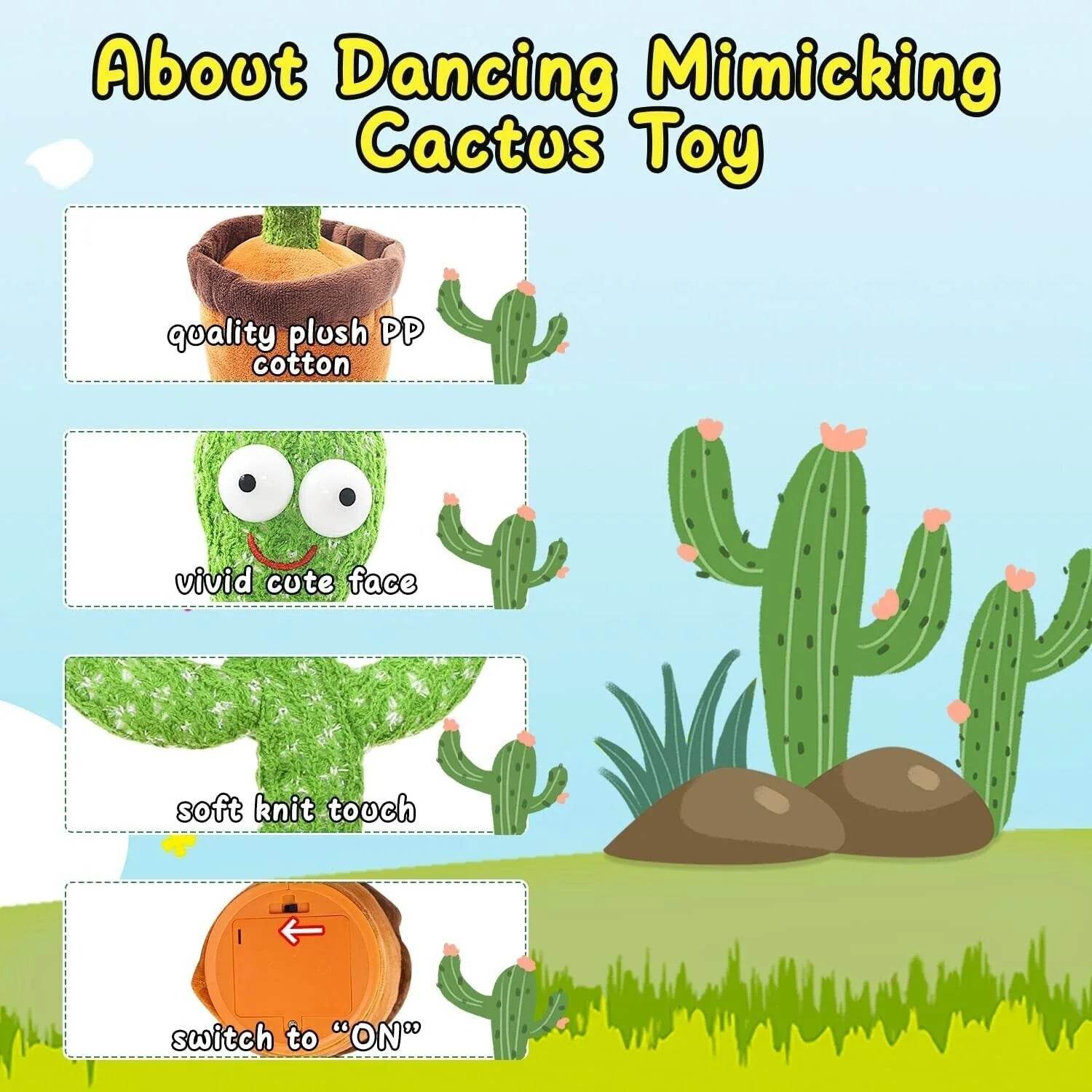 Dancing Cactus Plush Toy Doll Electronic Recording Shake with Song Funny Gift US - My Store