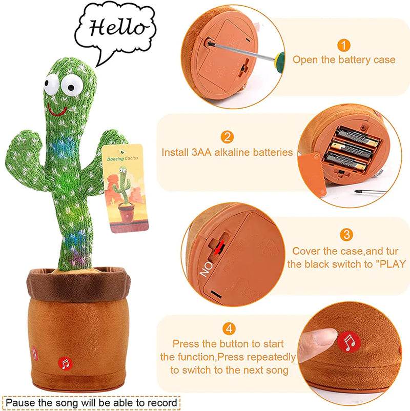 Dancing Cactus Plush Toy Doll Electronic Recording Shake with Song Funny Gift US - My Store